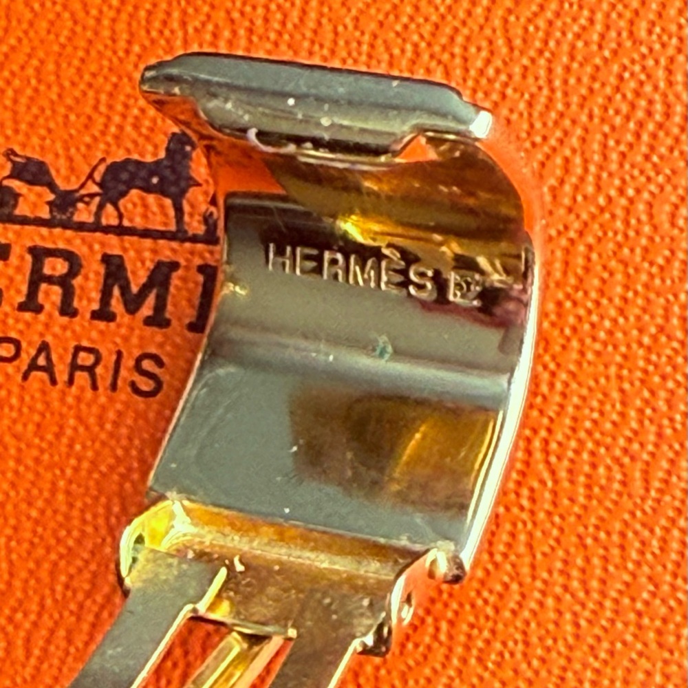 HERMES Cloisonne portrait enamel Clip on earrings w/ box - Picture 4 of 6